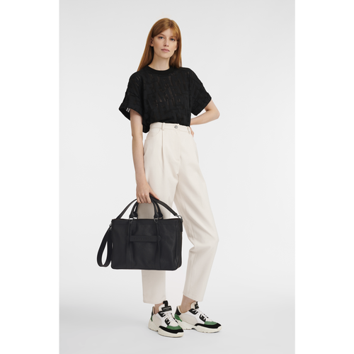 Longchamp 3D M Bőr Kézitáska Női Fekete | 12943CWBX
