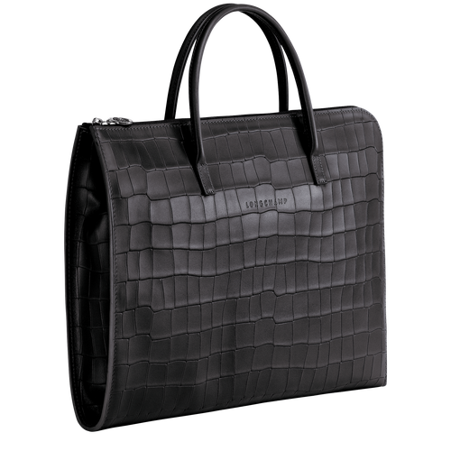 Longchamp Croco Block S Bőr Aktatáska Női Fekete | 17234FNVO