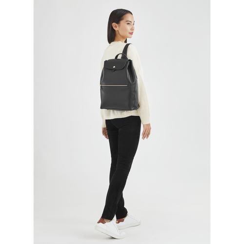 Longchamp Le Foulonné Bőr Hátizsák Női Fekete | 48536XAQ