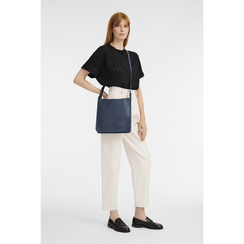 Longchamp Le Foulonné L Bőr Crossbody Táska Női Kék | 21350RWSG