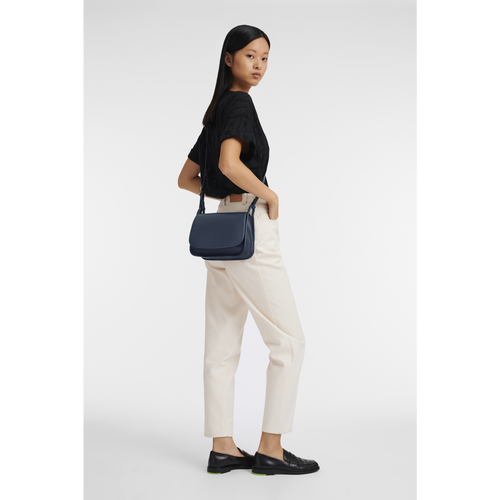Longchamp Le Foulonné M Bőr Crossbody Táska Női Kék | 96158FCJG