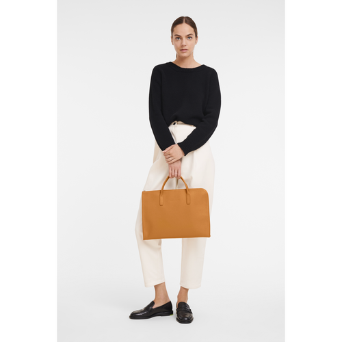 Longchamp Le Foulonné S Bőr Aktatáska Férfi Narancssárga | 94562FERN