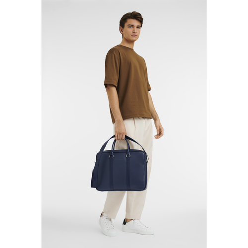 Longchamp Le Foulonné S Bőr Aktatáska Női Kék | 14680DRQF