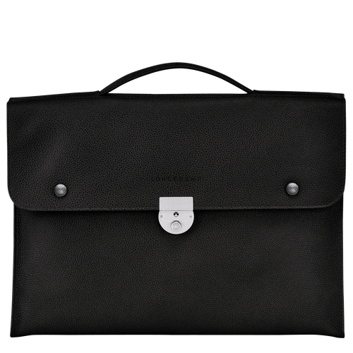 Longchamp Le Foulonné S Bőr Aktatáska Női Fekete | 21970VBWE