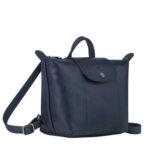 Longchamp Le Pliage Cuir Bőr Hátizsák Női Kék | 67241SDQT