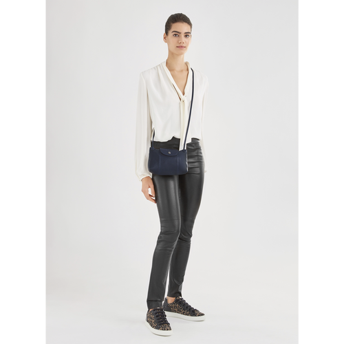 Longchamp Le Pliage Cuir Bőr Mini Táska Női Kék | 30527FCPQ