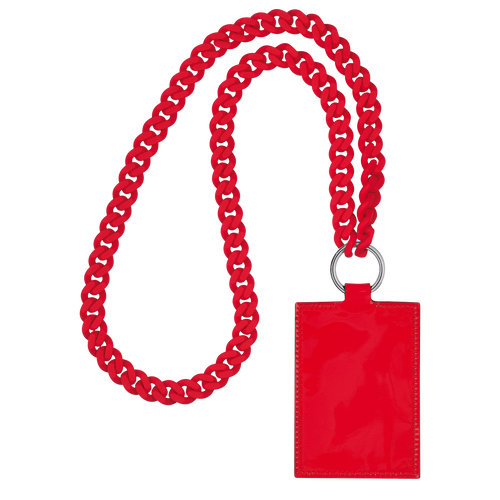 Longchamp Le Pliage Cuir Bőr with necklace Kártyatartó Női Piros | 37098NKDZ
