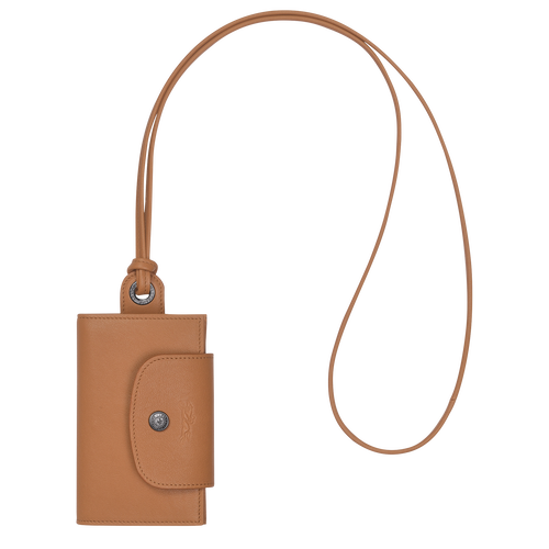 Longchamp Le Pliage Cuir Bőr with necklace Kártyatartó Női Bézs | 75801TQGM