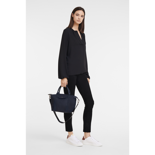 Longchamp Le Pliage Cuir S Bőr Kézitáska Női Kék | 56194VLHF