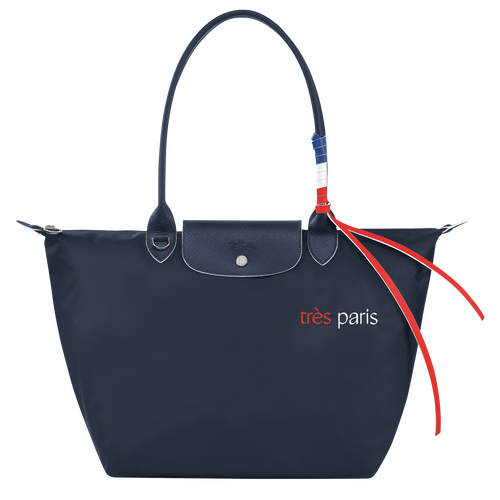 Longchamp Le Pliage Très Paris L Vászon, Recycled canvas Válltáskák Női Kék | 12568CEID