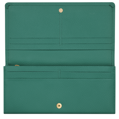 Longchamp Long continental Le Foulonné Bőr Pénztárca Női Zöld | 89645DJSK