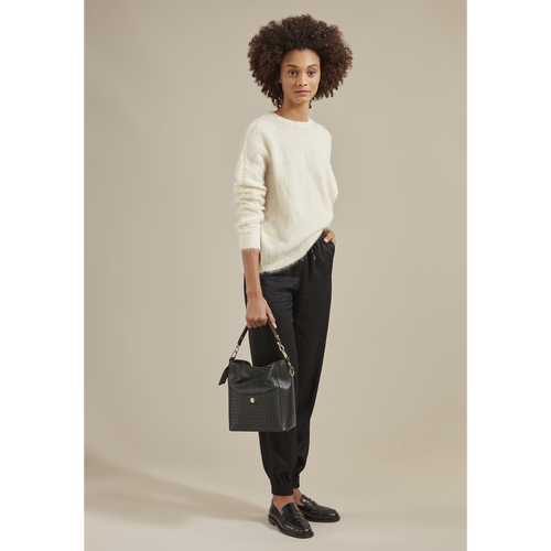 Longchamp Mademoiselle S Bőr Válltáskák Női Fekete | 68712PSEG