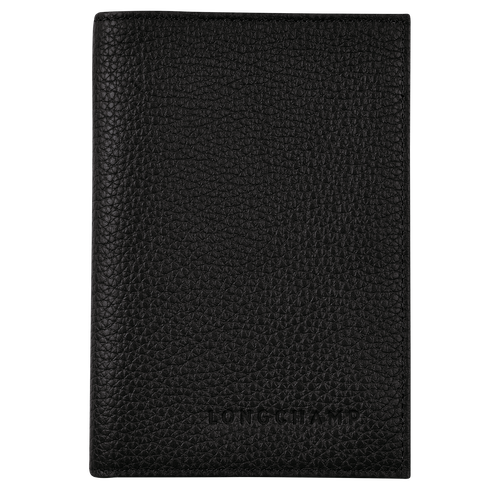 Longchamp Passport cover Le Foulonné Bőr Pouches Női Fekete | 14250XQNL