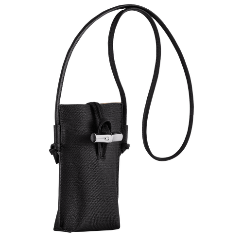 Longchamp Roseau Bőr Telefontok Női Fekete | 45218JYCG