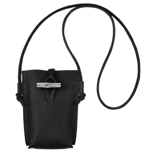 Longchamp Roseau Bőr Telefontok Női Fekete | 45218JYCG