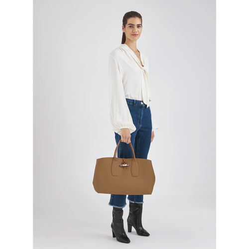 Longchamp Roseau L Bőr Kézitáska Női Bézs | 52074BEIA