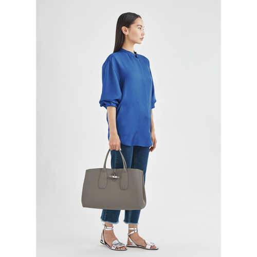 Longchamp Roseau L Bőr Kézitáska Női Szürke | 24936LBHU