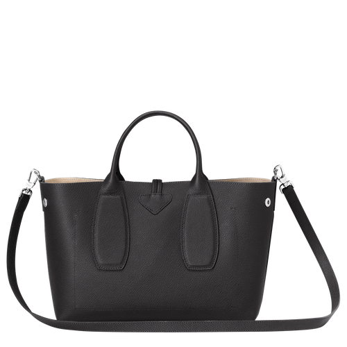 Longchamp Roseau M Bőr Kézitáska Női Fekete | 98716VAYN