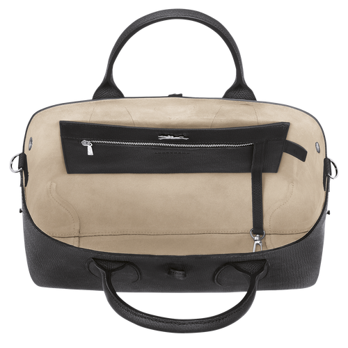 Longchamp Roseau M Bőr Kézitáska Női Fekete | 98716VAYN