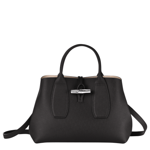 Longchamp Roseau M Bőr Kézitáska Női Fekete | 98716VAYN