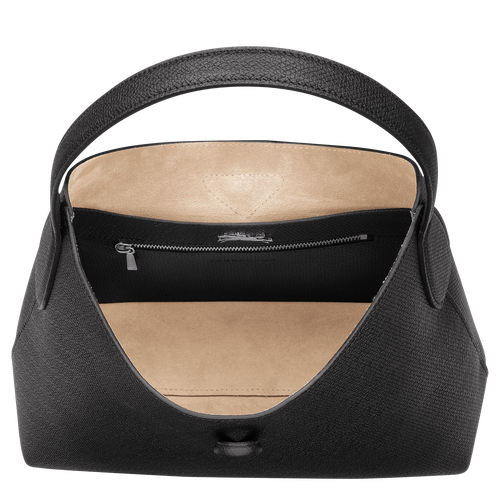 Longchamp Roseau M Bőr Válltáskák Női Fekete | 26417ECRB