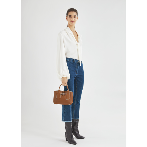Longchamp Roseau S Bőr Kézitáska Női Barna | 38509VNHE