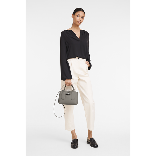 Longchamp Roseau S Bőr Kézitáska Női Szürke | 20456YMFN