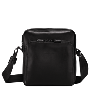 Longchamp Baxi M Bőr Crossbody Táska Férfi Fekete | 74106NDHM