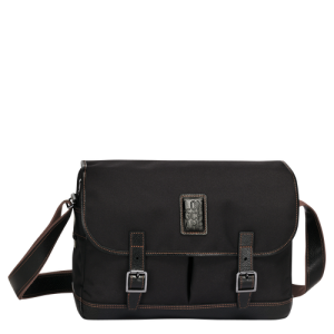Longchamp Boxford Vászon Crossbody Táska Férfi Fekete | 81069QAIX