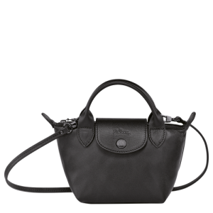 Longchamp Le Pliage Cuir Bőr Crossbody Táska Női Fekete | 92084MAIW