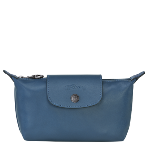 Longchamp Le Pliage Cuir Bőr Pouches Női Kék | 95476JZWC