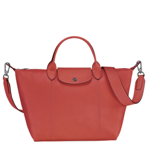 Longchamp Le Pliage Cuir M Bőr Kézitáska Női Narancssárga | 47130ITRE