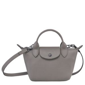 Longchamp Le Pliage Cuir XS Bőr Kézitáska Női Szürke | 37960MRNU