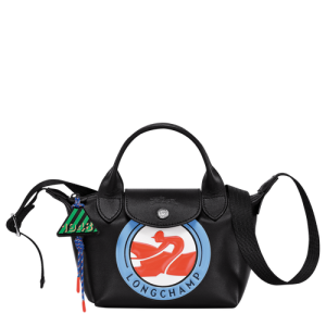 Longchamp Le Pliage Cuir XS Bőr Kézitáska Női Fekete | 87051ZBOY