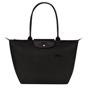 Longchamp Le Pliage Green L Vászon, Recycled canvas Válltáskák Női Fekete | 41765XJKL