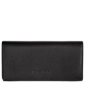 Longchamp Long continental Le Foulonné Bőr Pénztárca Női Fekete | 53190RZYD