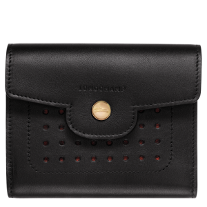 Longchamp Mademoiselle Longchamp Bőr Pénztárca Női Fekete | 91345ZEKJ