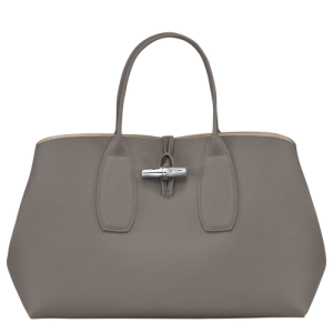 Longchamp Roseau L Bőr Kézitáska Női Szürke | 24936LBHU