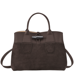 Longchamp Roseau M Bőr Kézitáska Női Barna | 83546FWKH