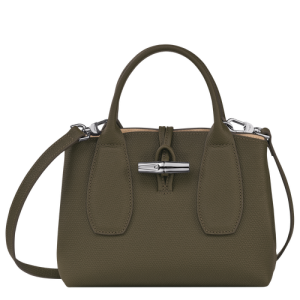 Longchamp Roseau S Bőr Kézitáska Női Zöld | 83120PBES
